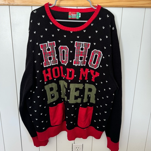 Spencer’s Ugly Sweater Christmas Party Hold My Beer Knit Plus - Picture 3 of 9